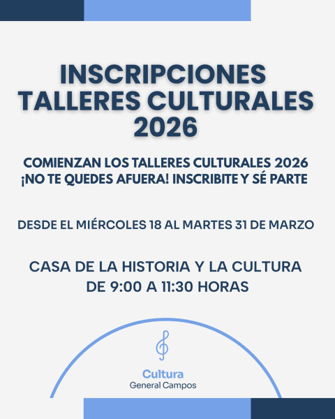Comienzan las inscripciones para los Talleres Culturales 2026