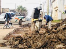 Bacheo en calles 9 de julio y Sarmiento