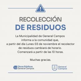 Nuevo Horario Del Recolector de Residuos